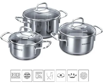 Immagine prodotto di Set di pentole in acciaio inox Perla set - 3 pezzi