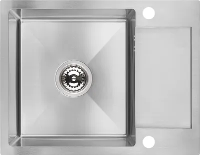 Zdjęcie produktu dla Laveo Marmara Zlewozmywak 1-komorowy Inox, półociekacz, 57x44 cm, odwracalny, odporny, wpuszczany, z syfonem, 15 lat gwarancji