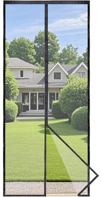 Productafbeelding van Vliegenhor voor deur met magneetsluiting, insectenwerend, geschikt voor balkondeuren, 95x200 cm, zwart
