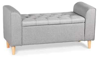 Image de MENZZO Banc coffre Winnie Tissu Gris clair