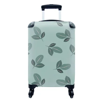 Produktbild von MuchoWow® Koffer Handgepäck Trolley Rollkoffer Kleine Reisekoffer mit 4 Rollen - Sommer - Blätter - Türkis - Cabin Size < 55x40x23 cm & 55x40x20 cm - Fotokoffer - Kabinenkoffer - Boardgepäck - Reise-Box - Reisekoffer - Reisegepäck - Koffer mit Bild - Trolley für Kinder