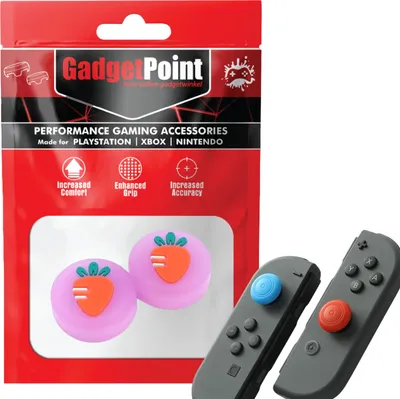 Produktbild von Thumbgrips - Thumb Grips voor Nintendo Switch Joy-Con Controllers - Gaming Thumbgrips - Performance Anti-Slip Thumbsticks - Bescherming Accessoires - Fruit - Wortel paars -