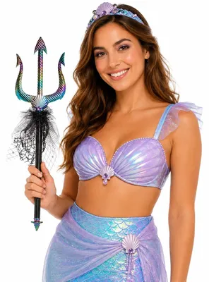 Produktbild von Glitzernder Neptun Dreizack - Meerjungfrau Kostümzubehör | 44 cm