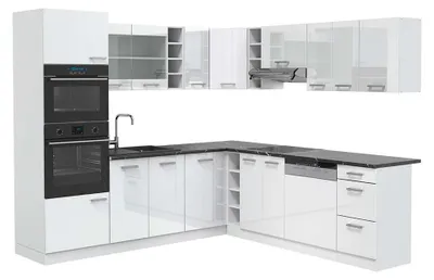 Obrázok produktu pre Rohová kuchyňa Vicco R-Line Biely vysoký lesk/biely 247 x 237 cm, AP Antracit, Model 42206
