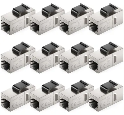 Produktbild von deleyCON CAT6 RJ45 Keystone Verbinder STP 1 Gbit/s, 12 Stück - Silber