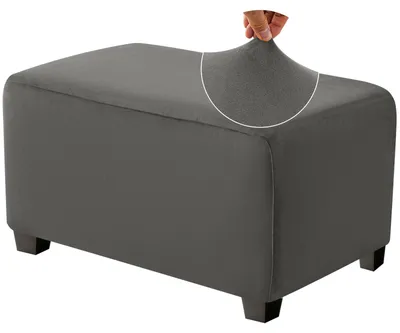 Samt-Pouf-Hülle rechteckig, elastisch, XXL, Grau