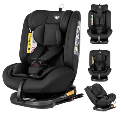 Produktbild von Bebies First Kiddo Kindersitz i-Size 360° drehbar Schwarz – mit ISOFIX und Top Tether, mitwachsender Autositz 40–150 cm, von Geburt bis ca. 12 Jahre