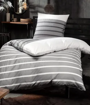 Produktbild von Janine Bettwäsche PALERMO Mako-Satin BL 135x200 cm grau Bettbezug