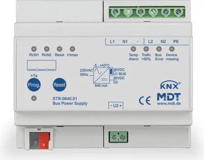 Immagine prodotto di MDT KNX Alimentatore ridondante e funzione di diagnosi 640 mA REG, 1 pz.