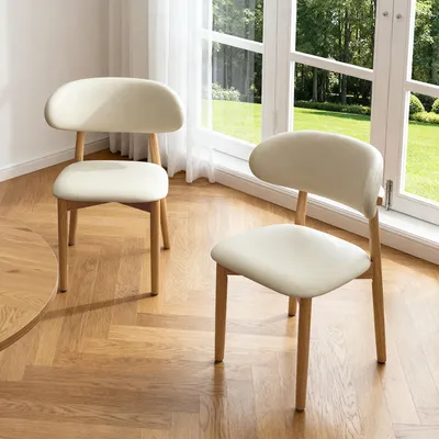 Produktbild von okwish 2er-Set Esszimmerstühle mit stabilen Holzbeinen, ergonomischer Rückenlehne,für Küche oder Esszimmer,Eiche