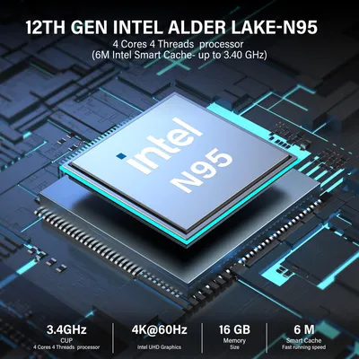 Zdjęcie produktu dla Mini komputer - procesor Intel N95 - 16 GB pamięci RAM - 512 GB dysk SSD - obsługa dwóch monitorów 4K - energooszczędny komputer