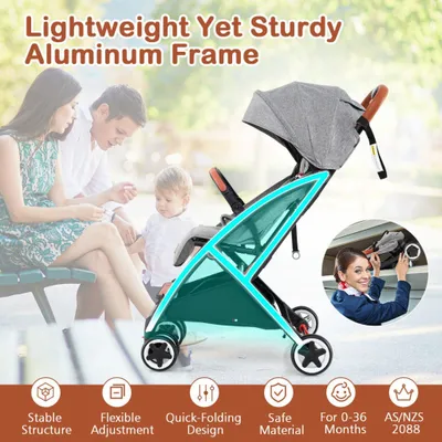 Produktbild von Kinderwagen mit Verdeck, 95-175° verstellbare Rückenlehne, Grau