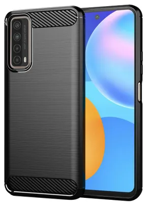 Produktbild von Techsuit Carbon Silicone Back Cover Hülle für Huawei P Smart 2021 - Schwarz
