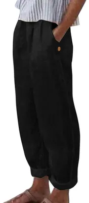 Image de Pantalon pour femmes - Taille haute - Coupe ample - Noir