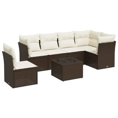 Produktbild von vidaXL 6-tlg. Garten-Sofagarnitur mit Kissen Braun Poly Rattan