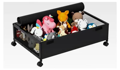 Produktbild von Unterbett Aufbewahrungsbox mit Rollen und Metallrahmen, hohe Kapazität für Kleidung, Schuhe, Decken und Spielzeug