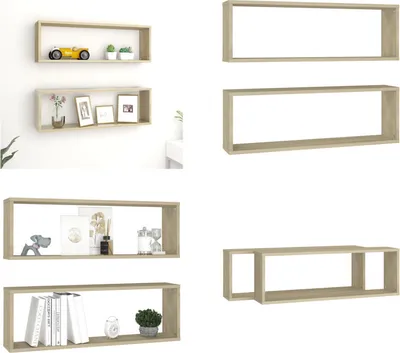 Produktbild von vidaXL Würfelregale 2 Stk. Sonoma Eiche 80x15x26,5 cm Holzwerkstoff - Wandregal - Wandregale - Schweberegal - Schweberegale