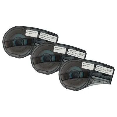 Produktbild von vhbw 3x Schriftband-Kassette kompatibel mit Brady BMP21-LAB, BMP21-PLUS, ID PAL, BMP21 Etiketten-Drucker 4,27m x 19,05mm Schwarz auf Weiß, Vinyl