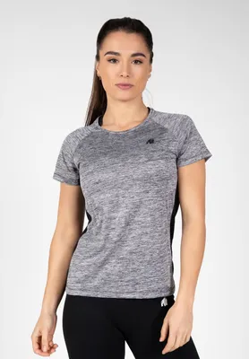 Produktbild von Gorilla Wear Monetta Performance T-Shirt – Grau Melange/Schwarz – M