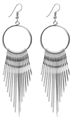 Produktbild von Lange Silber-Ohrringe Quasten Vintage Damen Bohemian Schmuck Hochzeit Party
