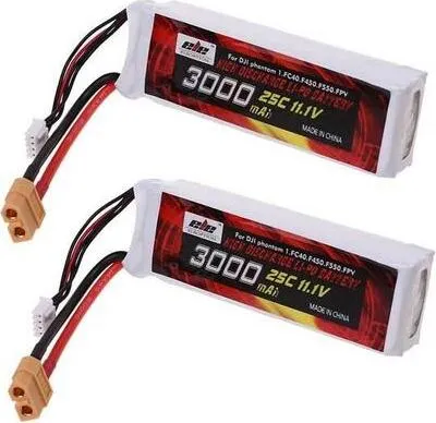Produktbild von 2PCS Lipo Batterie 11.1V 3000mah 25C XT60 Stecker für DJI Phantom 1 FC40 DJI Flammenrad F450 F550 FPV