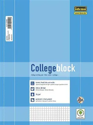 Produktbild von Idena 208065 - Collegeblock A4 kar, beidseitiger Rand, 4-fach gelocht