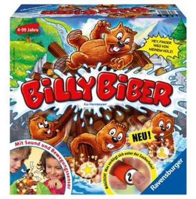 Produktbild von Ravensburger RAV Billy Biber 22246 - 1 Spielfigur Billy Biber, 42 Baumstämme, 42 Zauberfolien- Aufkleber, Holzstab