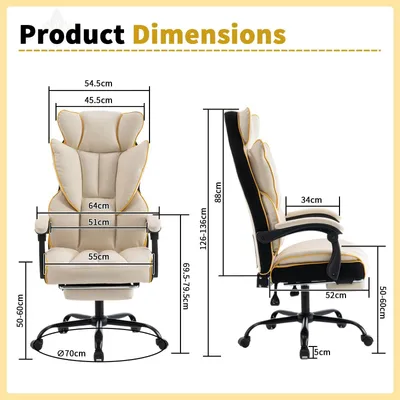 Image de Siège de bureau ergonomique - Chaise de bureau - Siège de travail - Fauteuil de direction - Chaise de bureau réglable