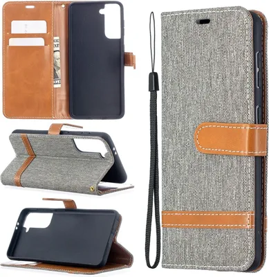 Produktbild von König Design Hülle kompatibel mit Samsung Galaxy S21 Kunstleder Handyhülle - Handy Case Grau