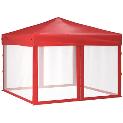 Image de Tente de réception pliable avec parois Rouge 3x3 m
