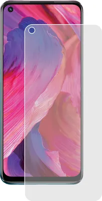 A screen protector is shown on a smartphone with a colorful wallpaper.