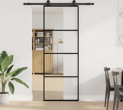 Immagine prodotto di Porta Scorrevole con Ferramenta 76x205cm Vetro ESG Alluminio