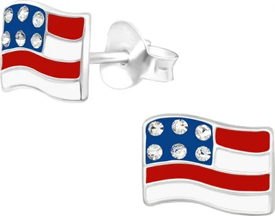 Produktbild von Ohrstecker 925 Sterling Silber USA Flagge Vereinigte Staaten von Amerika