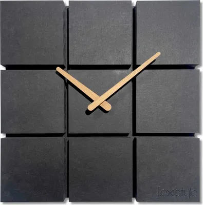 Immagine prodotto di Immagine del prodotto orologio da parete moderno Harmony legno quercia quadrato nero senza ticchettio bagno soggiorno camera giovani 30 cm nero