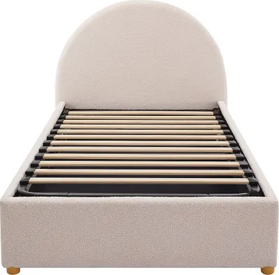 Produktbild von Bett mit Stauraum, 90 x 190 cm - Stoff aus Bouclé - Creme - LIRIMO