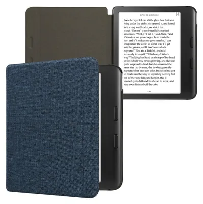 Produktbild von kwmobile Hülle kompatibel mit Kobo Kobo Libra Colour / Tolino Vision Color - Stoff eReader Schutzhülle Cover Case - Blau