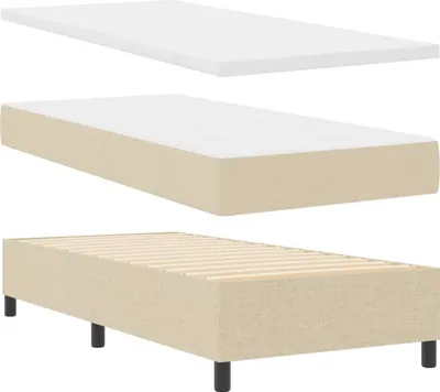 Image de vidaXL Lit boxspring avec matelas avec tête de lit Crème 90 x 190 cm Tissu