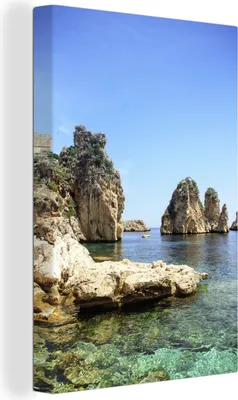 Obrázok produktu pre OneMillionCanvasses® - Plátno - 90x140 cm, Pohľad na more v Scopello Taliansko, Nástenná umelecká dekorácia - Fotografia na plátne - Maľba na drevenom ráme - Dekorácia na stenu - Spálňa