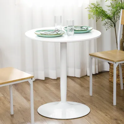 Produktbild von SUGIFT Esstisch rund für 2 Personen, Küchentisch klein, MDF Tischplatte Stahlfuß, Weiß | 70 x 70 x 75 cm | 9 kg