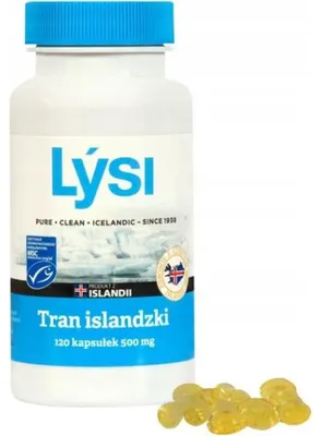 Obrázok produktu pre Lysi Islandský olej z treščej pečene 500 mg OMEGA 3 vitamíny ADE 120 kapsúl