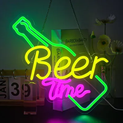 Produktbild von LED-Neonlicht, dekoratives Bar-Atmosphärenlicht für die Wanddekoration, USB-Bier-Leuchtschild für Club-Restaurant-Hotel