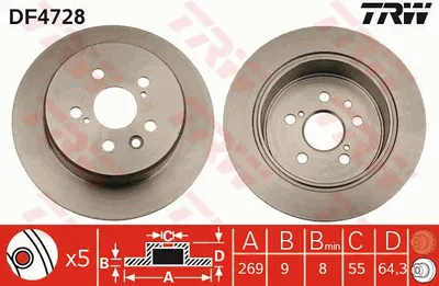 Produktbild von TRW Bremsscheiben (2 Stück) Hinterachse DF4728