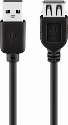 Produktbild von USB 2.0 Hi-Speed Verlängerungskabel A Stecker  A Buchse schwarz - Länge: 3,00 m