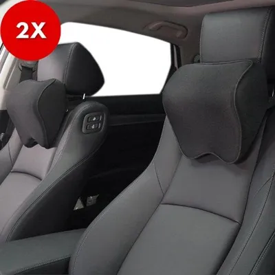 Produktbild von Ultiluxe Autositzkissen 2 Stück - Nackenkissen - Abnehmbarer Bezug - 100% viskoelastischer Schaum - Kopfstütze - Autozubehör - Waschbar - Schwarz