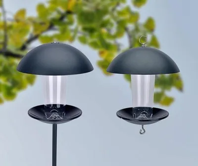 Produktbild von Famanu Vogelhaus mit Standfuß - wetterfest - zum Aufhängen oder Aufstellen - Futterstation für Wildvögel - 1,40 m Höhe