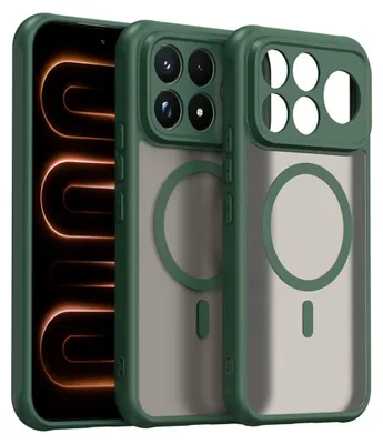 Immagine prodotto di Custodia in silicone compatibile con MagSafe per Xiaomi Poco F9 Ultra 5G, con protezione per la fotocamera, finitura opaca, colore verde