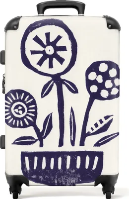 Produktbild von NoBoringSuitcases.com® Großer Koffer - Blumen - Pflanzen - Vase - Abstrakt - Kombinationsschloss TSA - Hartschalen Trolley 4 Rollen - 72 liter - Reisekoffer - 66 cmKoffer Mittelgroß 67x43x25 cm, 72L,