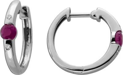 Produktbild von Rubin Creolen Platin 950 Diamanten 0.05ct Natur Edelsteine