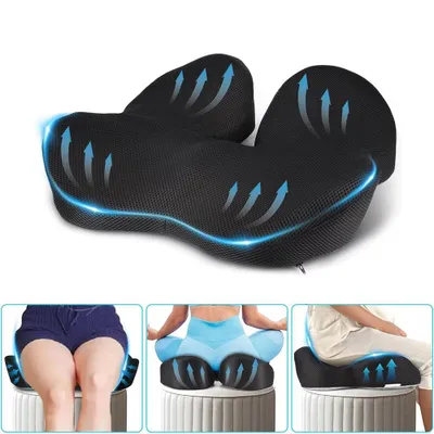 Produktbild von Sitzkissen Orthopädisches Steißbeinkissen Memory Foam Sitzerhöhung Stuhlkissen, 46X40X12cm