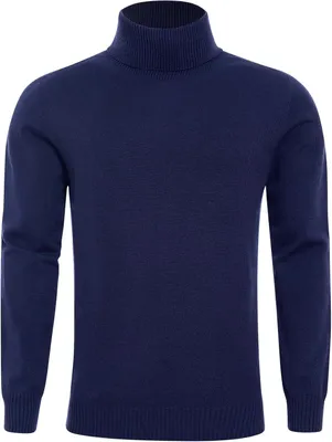 Zdjęcie produktu dla Dancinova Golf Męski Sweter z Golfem Dzianinowy Miękki Ciepły Granatowy L